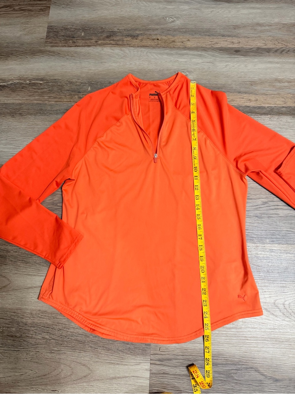 Puma Women's Long Sleeve Quarter-Zip Top in Bright Orange - Picture 9 of 10